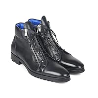Paul Parkman Men's Side Zipper Leather Boots Black (12455-BLK)