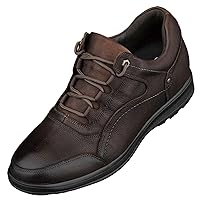 CALTO Men's Invisible Height Increasing Elevator Shoes - Leather Lace-up Lightweight Casual Walkers - 2.8 Inches Taller