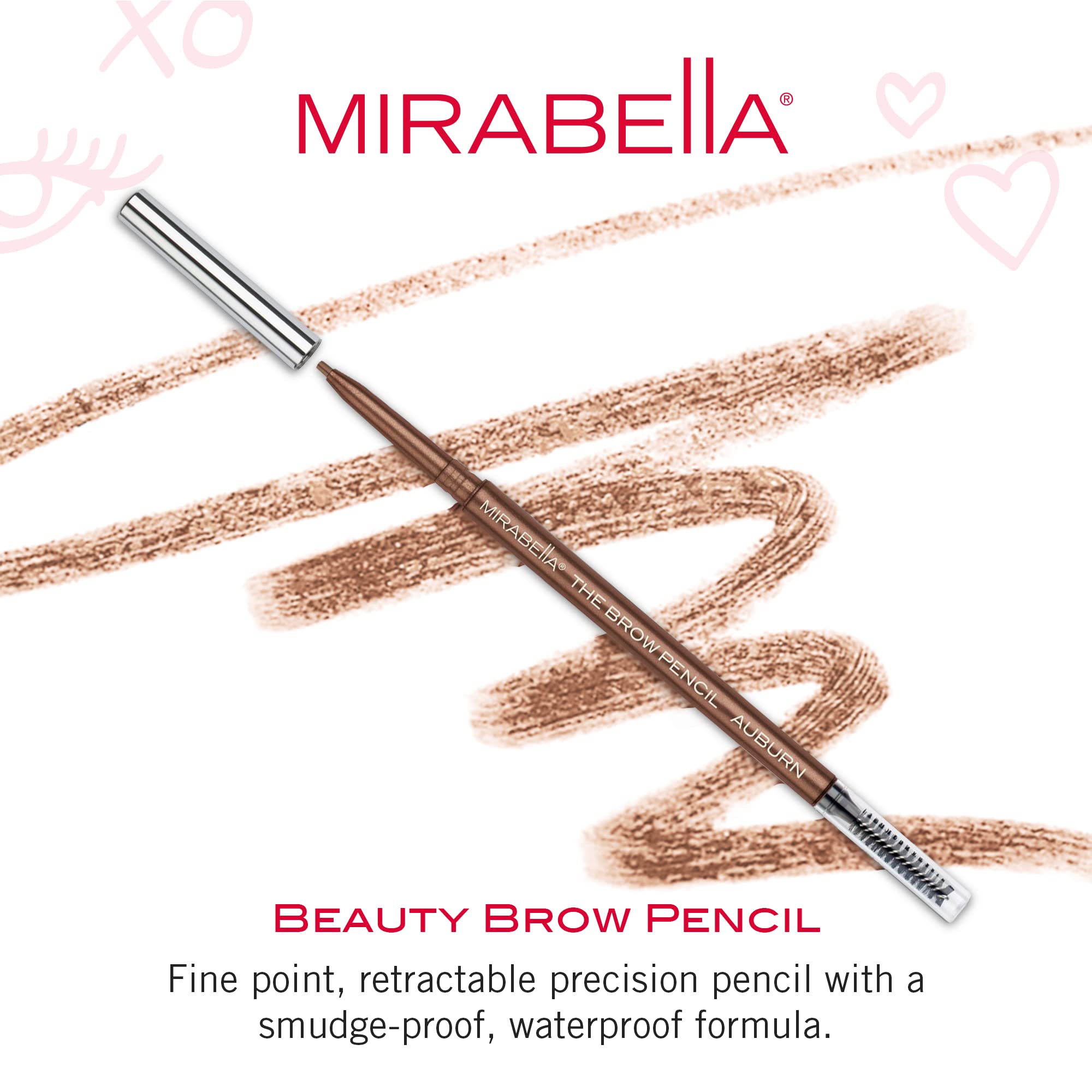 Mirabella Beauty Brow Pencil, Auburn - Ultra-Fine Point Precision Eyebrow Pencil - Rich Blendable Color Sculpts and Fill In Brows Naturally - Long-Lasting, Smudge-Proof and Waterproof Formula