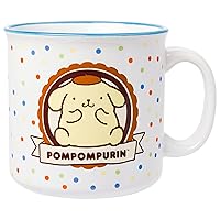 Silver Buffalo Sanrio Hello Kitty and Friends Pompompurin Polka Dot Ceramic Camper Mug, 20 Ounces