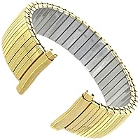 16-20mm Hadley-Roma Gold Tone Stainless Curved Mens Expansion Band Long 7015