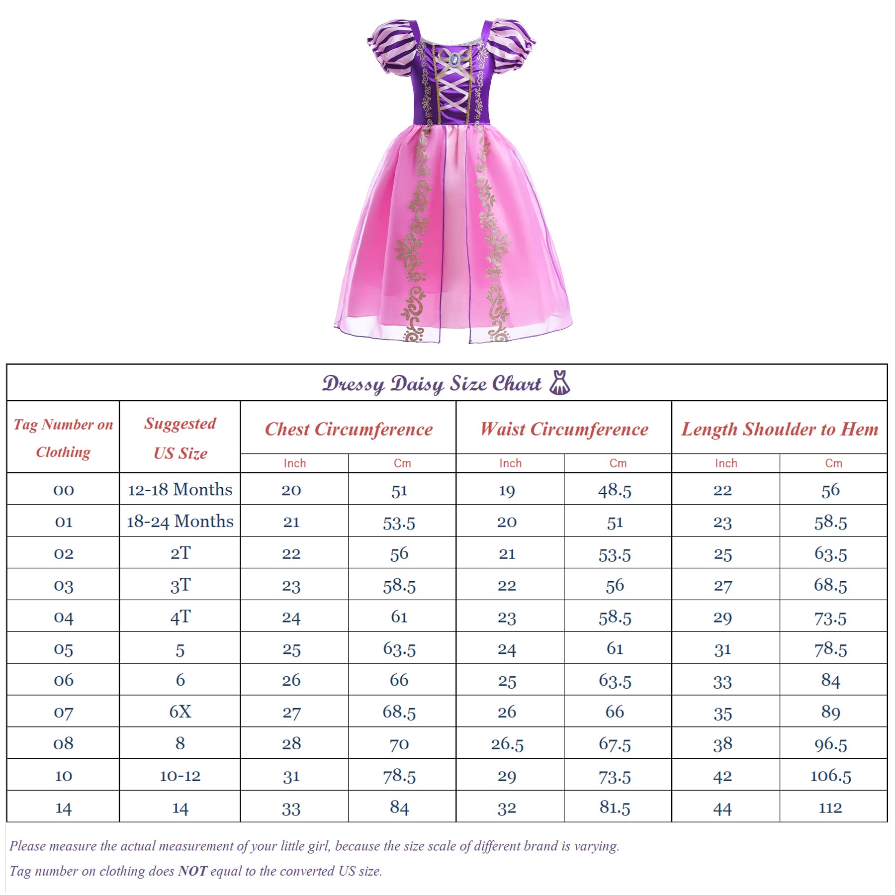 Dressy Daisy Princess Costume Halloween Birthday Fancy Party Dress Up Pageant Gown for Girls