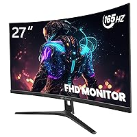 CRUA 27Inch 144Hz/165Hz Curved Gaming Monitor, FHD 1080P VA Screen 1800R Curvature Computer Monitors, 1ms(GTG) with FreeSync, Support Wall Mount Install(DisplayPort | HDMI)- Black