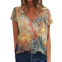 Long Sleeve Shirts for Women Dressy Plus Size Loose Tunic for Womens Casual Summer Tops Floral Short Sleeve Ro