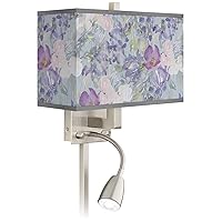 Spring Flowers LED Reading Light Plug-in Sconce with Print Shade