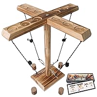 Hooks Ring Toss Game for Adults, ZAKVOP 4 Player TIK Tok Toy Hook and Ring Toss Battle Game, Handmade Wooden Loop Throwing Hooks, Fast-Paced Interactive Game for Home Party