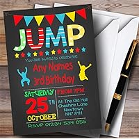Chalk Boys Jump Trampoline Childrens Birthday Party Invitations
