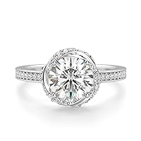 3 CT Round Moissanite Engagement Ring Wedding 925 Sterling Silver,10K/14K/18K Solid Gold Wedding Ring Set Solitaire Accent Halo Style, Silver Anniversary Promise Ring Gift for Her