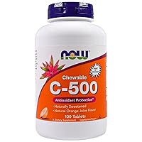 NOW C-500 Chewable Orange, 100 Tablets (Pack of 2)