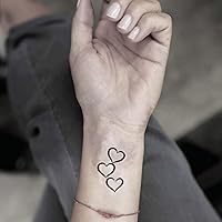 Three Hearts Temporary Tattoo Sticker (Set of 4) - OhMyTat