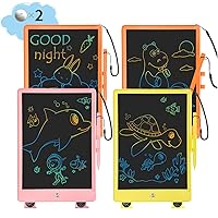 LCD Writing Tablet, 4 Pack 10 Inch Colorful Drawing Pad for Kids, Reusable Doodle Board with Erase Button (Pink& Yellow& 2Orange)
