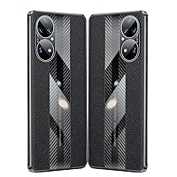 Protective Case Leather + Carbon Fiber Case Designed Compatible with Huawei Honor Magic 4 Pro with Camera Protection, Full Body Shockproof Protective Phone Case Slim Thin Case Shell Cover