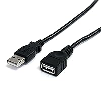 StarTech.com 10 ft Black USB 2.0 Extension Cable A to A - 10ft USB 2.0 Extension Cable - 10ft USB Male Female Cable (USBEXTAA10BK)
