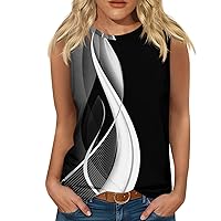 Women's Racerback Tank Tops Solid Color Gradient Stripes Summer Casual Crew Neck Sleeveless Top Basic Tunic Shirts