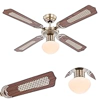 Ceiling Fan with Lighting Quiet Pull Switch Ceiling Light with Fan (3 Levels, Ceiling Light, 106 cm, Right Left Run, Brass)
