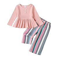 Kucnuzki Baby Girl Clothes Toddler Girl Sunflower Outfit Ruffle Sleeve Shirt Floral Pant Set Fall Winter Clothing for Girl