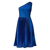 Womens One-Shoulder Pleats Dress