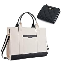 Missnine Canvas Laptop Tote Bag and Small Wallet for Women