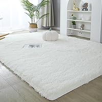6x9 Area Rugs for Living Room Cream White Super Soft Fluffy Upgrade Sponge Non-Slip No Shedding for Bedroom Girls/Boys Room Dorm Playroom