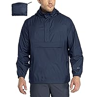 33,000ft Men's Pullover Rain Jacket Waterproof with Hood Lightweight Packable Raincoat Windbreaker for Golf Travel