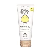 Baby Bum SPF 50 Sunscreen Lotion with Mineral UVA/UVB Face and Body Protection for Sensitive Skin - Fragrance Free - Travel Size - 3 FL OZ