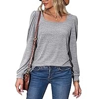 Women's Pullover Square-Neck Sweatshirt Long Sleeve Plain Fashion Casual Tops