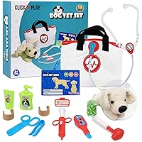 Kids Veterinary Playset, Vet Play Sets for Kids, Vet Pretend Play for Kids, Vet Set Includes Plush Dog Toy and Vet Kit Pack,Veterinarian Kit for Kids, Click N Play Toy Puppy Set for Kids