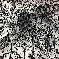 55 Inch Lace Fabric Soft Black Skull Lace Fabric Cross Tulle Fabric Floral Lace Fabric for DIY Dress Top Dress Sew,Party Overlay,Curtains,Tablecloth,Halloween Decor (Black (1 Yard))