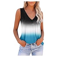 Blouses for Women Fashion 2022 Sexy V-Neck Workout Tops Summer Sleeveless Tank Tops Casual Tie Dye Loose T-Shirts Vest