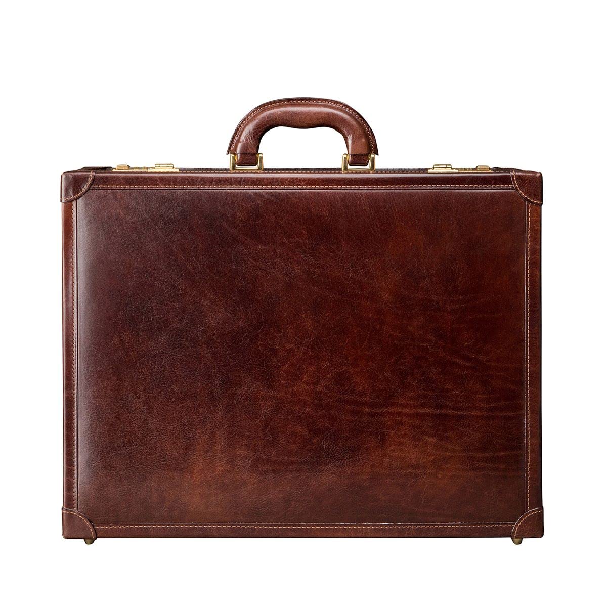 Maxwell Scott | Mens Quality Leather Large Attaché Briefcase | The Buroni | Handmade In Italy | Dark Chocolate Brown