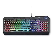 DR1TECH Wasp RGB Gaming Keyboard for PC/PS4 with LED Backlight - 104 Keys with 26 Keys Anti Ghosting - USB Keyboard with Cable (QWERTY International Layout)
