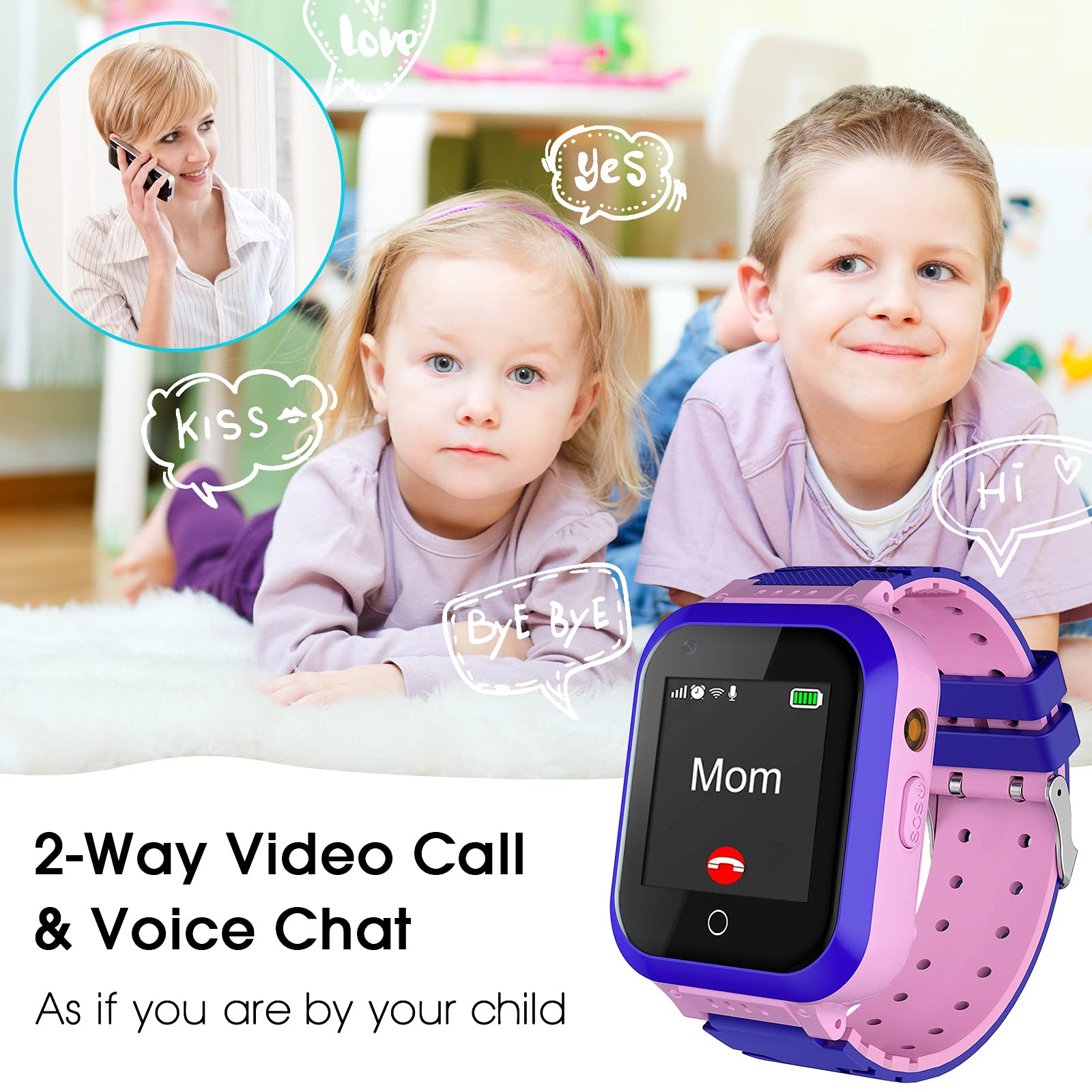 cjc 4G Kids Smartwatch, Smart Watch for Kids, IP67 Waterproof Watches with GPS Tracker, 2 Way Call Camera Voice & Video Call SOS Alerts Pedometer WiFi Wrist Watch, 3-12 Years Boys Girls Gifts