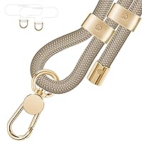 UKON Cell Phone Lanyard,Crossbody Lanyard and Wrist Strap Premium Metal Buckle Phone Charms with 2 X Phone Patch Compatible with All Smartphone(Khaki)