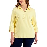 Karen Scott Plus Size 3/4 Sleeve Cotton Top