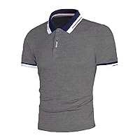 Polo Shirt for Men Short Sleeve Button Down Golf Blouse Tunic Tops Regular Fit Sports Bodybuilding Compression Shirt