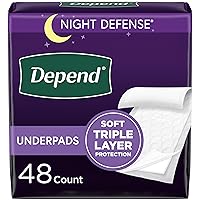Depend Underpads - Disposable Incontinence Bed Pads, Triple Layer Absorbency for Adults, Kids, and Pets, Slip Resistant, 36
