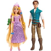 Disney Princesses Adventure Set of 2 Rapunzel and Flynn Rider Dolls, Height 30 cm – Multicoloured – 100th Anniversary – HLW39