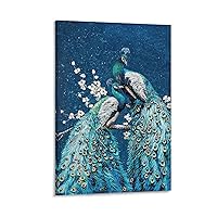 Animal Posters Royal Blue Peacock Canvas Wall Art Bedroom Decor Poster Decorative Painting Canvas Wall Art Living Room Posters Bedroom Painting 24x36inch(60x90cm)