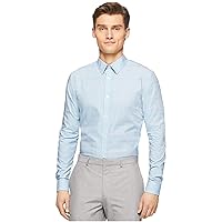 Calvin Klein Mens Fine Check Cord Button Up Shirt, Blue, Large