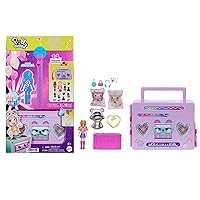 Polly Pocket Doll & Playset, Disco Dance Fashion Reveal Unboxing Travel Toy with 3-inch Hoodie Buddy Doll, 16 Accessories & Surprise Water Play