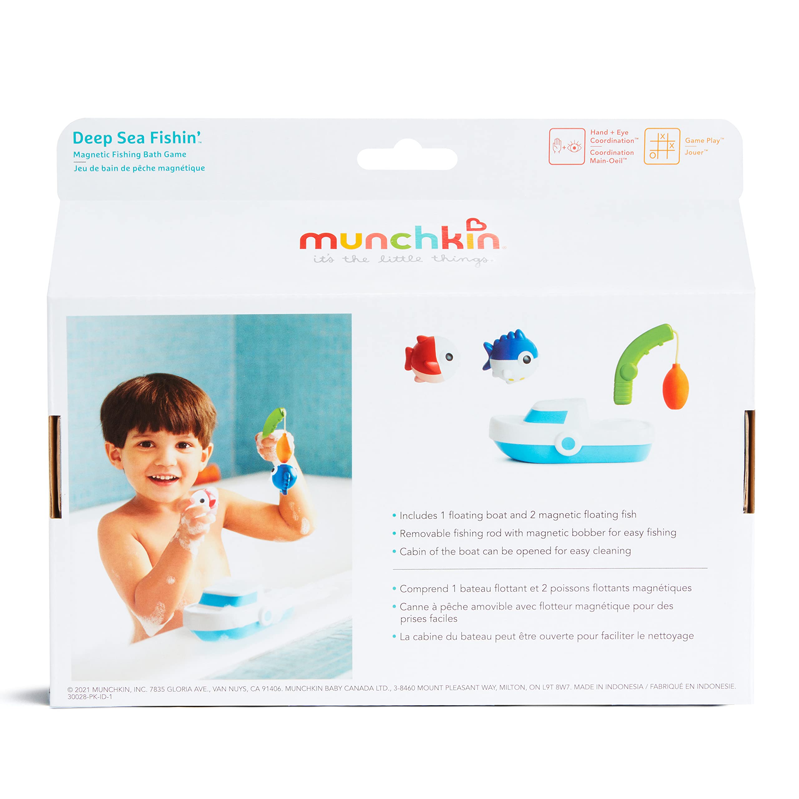 Munchkin® Deep Sea Fishin'™ Toddler Bath Toy and Game with Magnetic Fish, Boat, and Rod