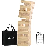 SPORT BEATS Medium Tower Game Outdoor Games 54 Blocks Stacking Game Includes Carry Bag and Scoreboard