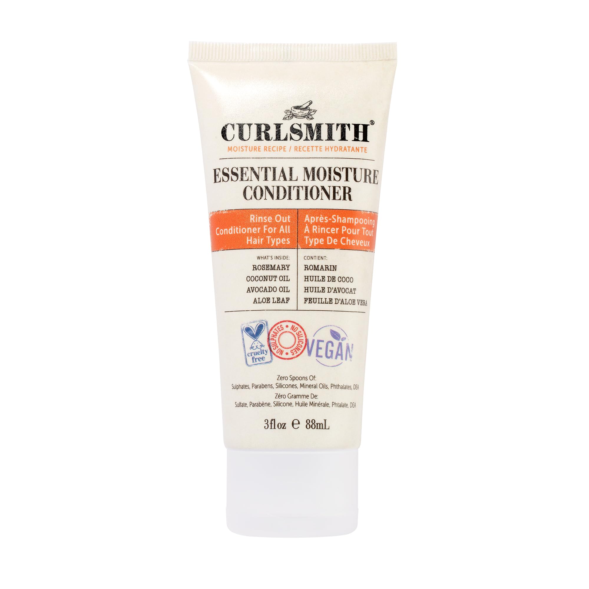 CURLSMITH - Essential Moisture Conditioner, Lightweight Frizz Control for Wavy, Curly and Coily Hair, Vegan (3 fl.oz)