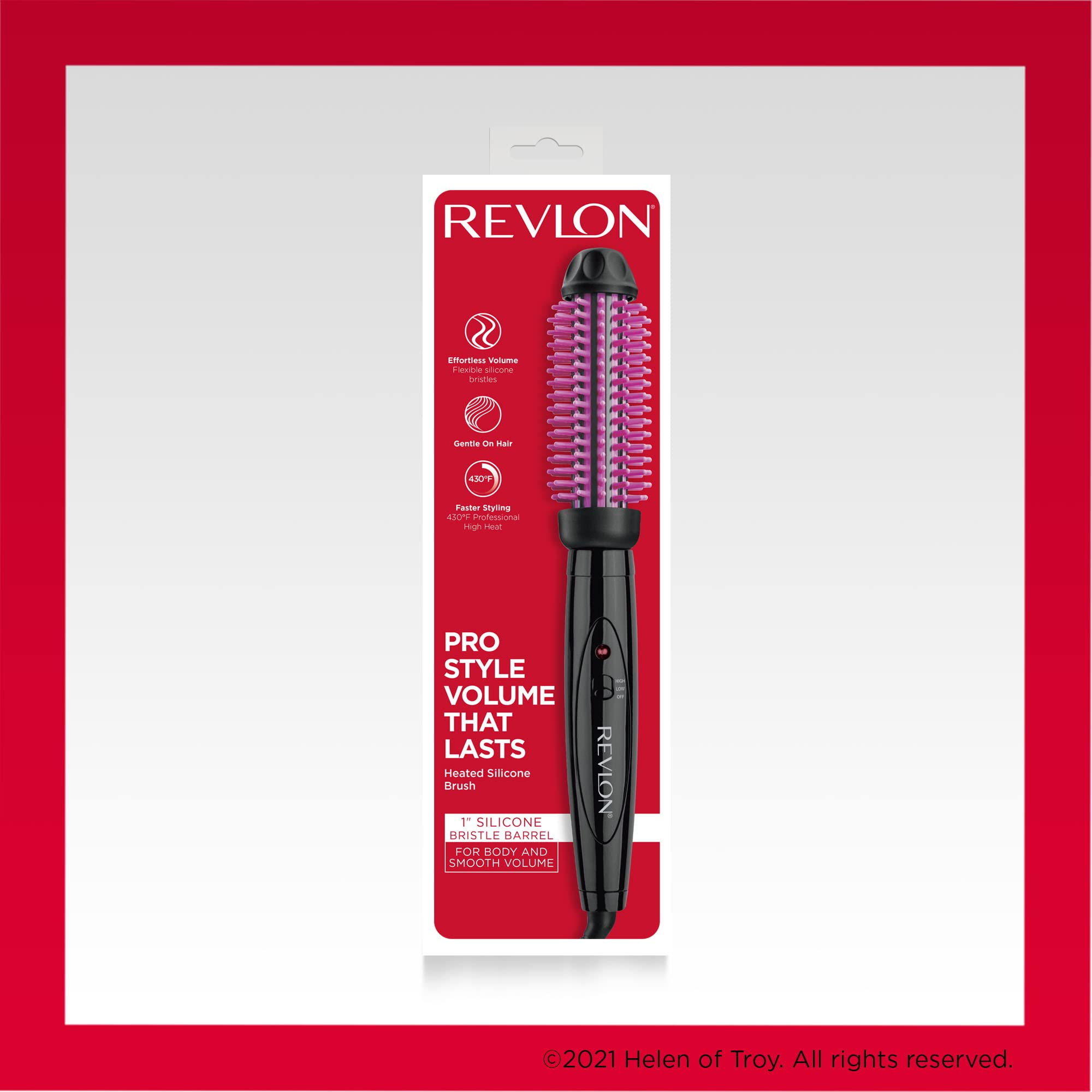 REVLON Silicone Bristle Heated Hair Styling Brush, Black, 1 inch barrel