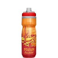 CamelBak Podium Chill Insulated Bike Water Bottle - Easy Squeeze Bottle - Fits Most Bike Cages - 21oz, Red Rocks
