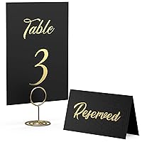 10 Black Reserved Signs with 30 Black Table Numbers and 10 Gold Table Number Holders