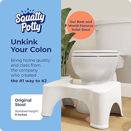 Squatty Potty The Original Bathroom Toilet Stool Height, White, 9 Inch (Pack of 1)