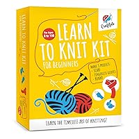 CraftLab Knitting Kit for Beginners, Kids and Adults Includes All Knitting Supplies: Wool Yarn, Knitting Needles, Yarn Needle and Instructions – Fantastic Gift