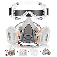 Respirator Mask 107 Professional Respirator with Filters and Safety Goggles Reusable Half Facepiece Paint Mask Against Dust, Organic Gas/Vapors, Pollen Perfect for Painters and DIY Projects
