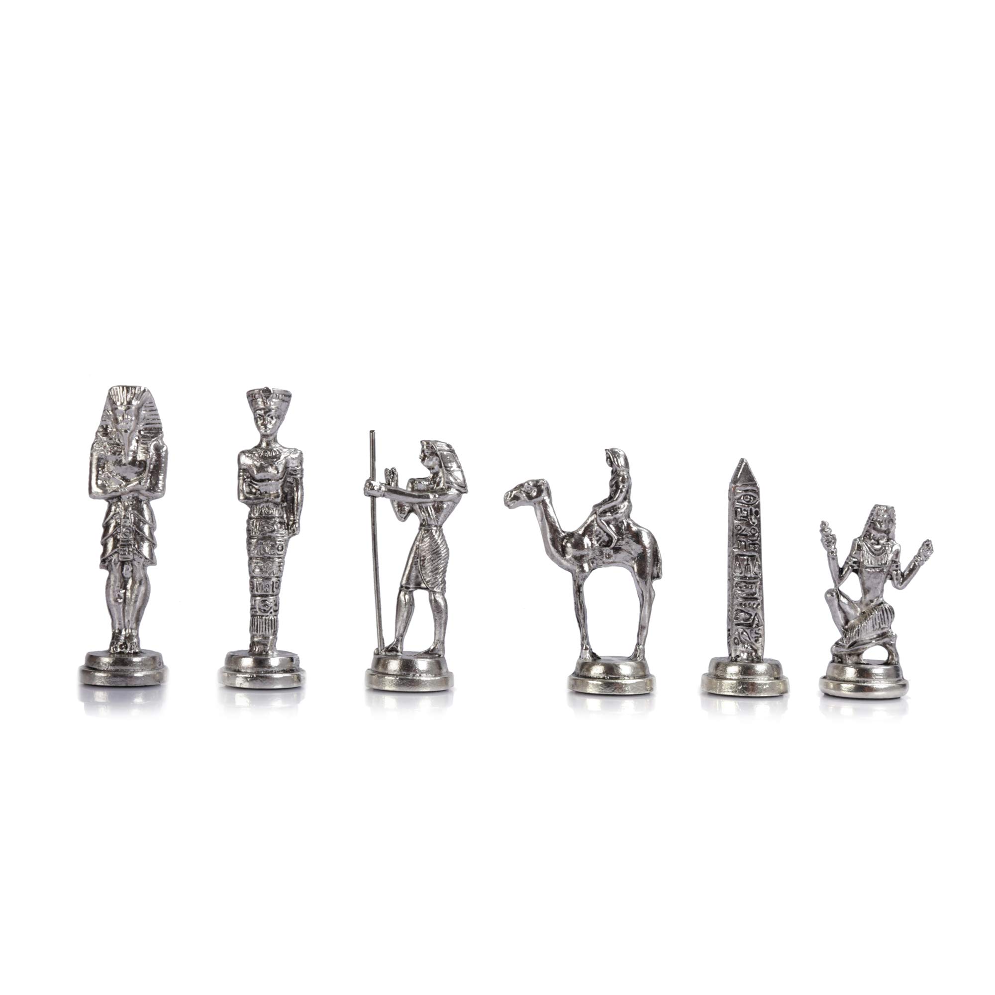 (Without Board) Historical Handmade Ancient Egypt Pharaoh Figures Metal Chess Pieces Medium Size King 3.5 inc (Only Pieces)